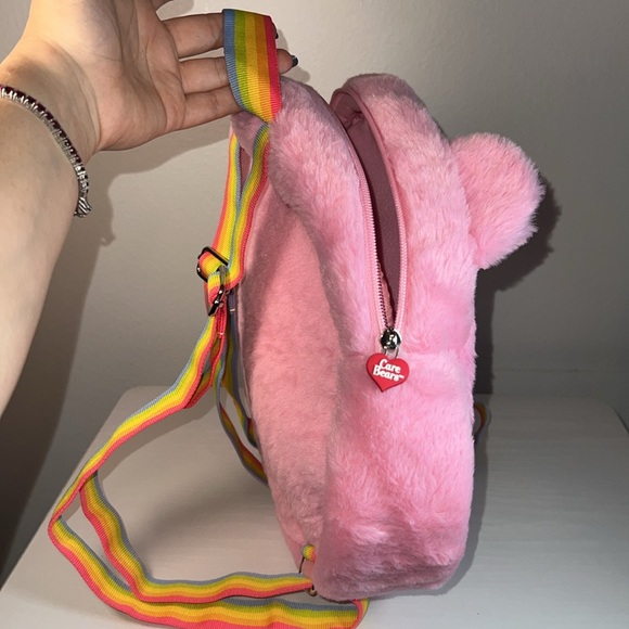 Large Pink Fuzzy Care Bears Plushie Backpack Kawaii - Picture 8 of 9
